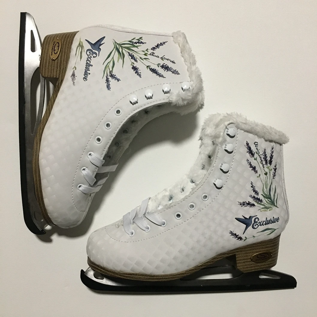 Łyżwy figurowe — materiał skóra - efekt jak przy butach rowerowych